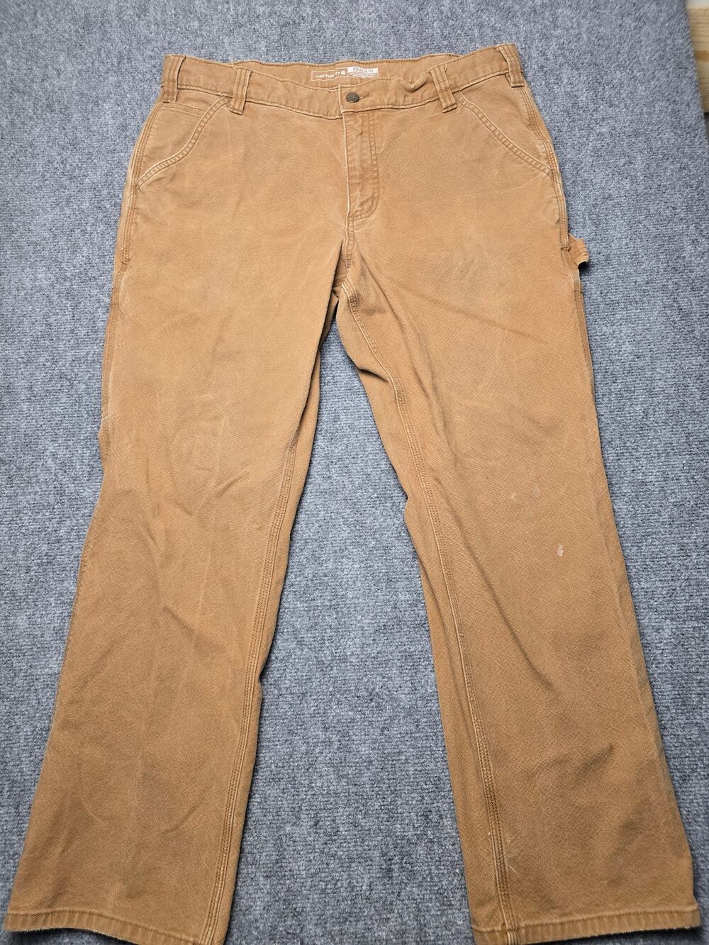 Carhartt Pants Mens 36x30 Brown Relaxed Fit Carpenter Workwear Duck Canvas
